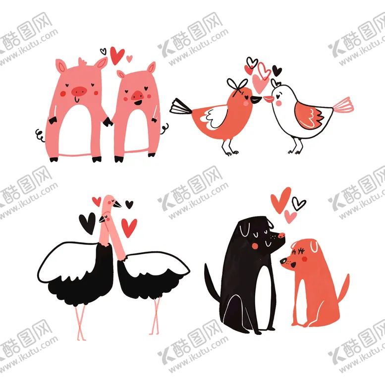 编号：35459902030755077706【酷图网】源文件下载-情人节动物
