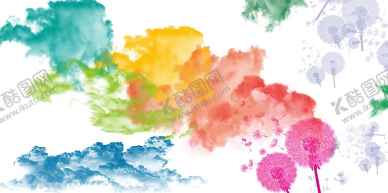 编号：45580910280542571391【酷图网】源文件下载-彩色云朵蒲公英