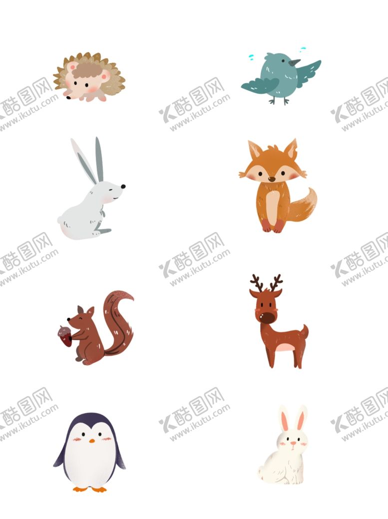 编号：52069011231811518558【酷图网】源文件下载-手绘小动物素材