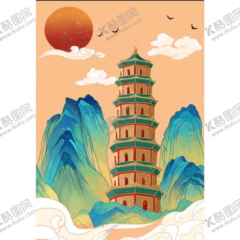 编号：36410809230116502897【酷图网】源文件下载-古建筑海报