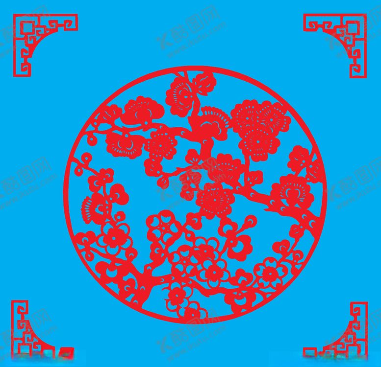 编号：61159310090539534617【酷图网】源文件下载-梅花剪纸