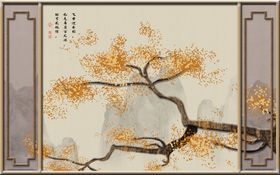 花鸟画玉兰花造型背景墙