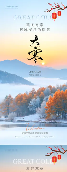 大寒意境节气海报