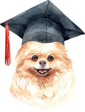 水彩绘画可爱小狗