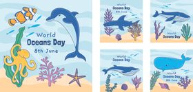 海洋主题儿童插画卡片