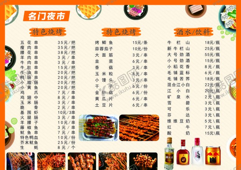 编号：20370605051812204031【酷图网】源文件下载-名门夜市菜单