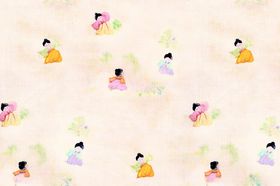 古风人物图案印花布料