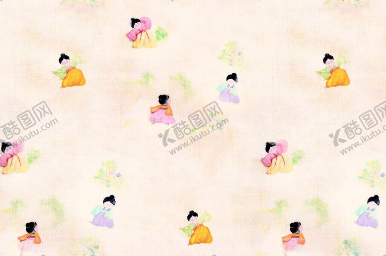 编号：48925611192307542263【酷图网】源文件下载-古风人物图案印花布料