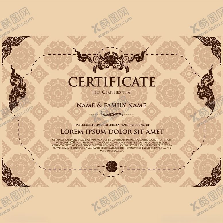编号：59011711150040484243【酷图网】源文件下载-复古风格证书模板