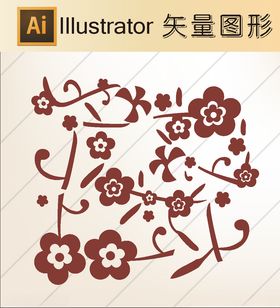 花草剪纸动物剪纸简洁手绘