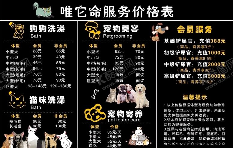 编号：57392906250106165222【酷图网】源文件下载-宠物店价格表