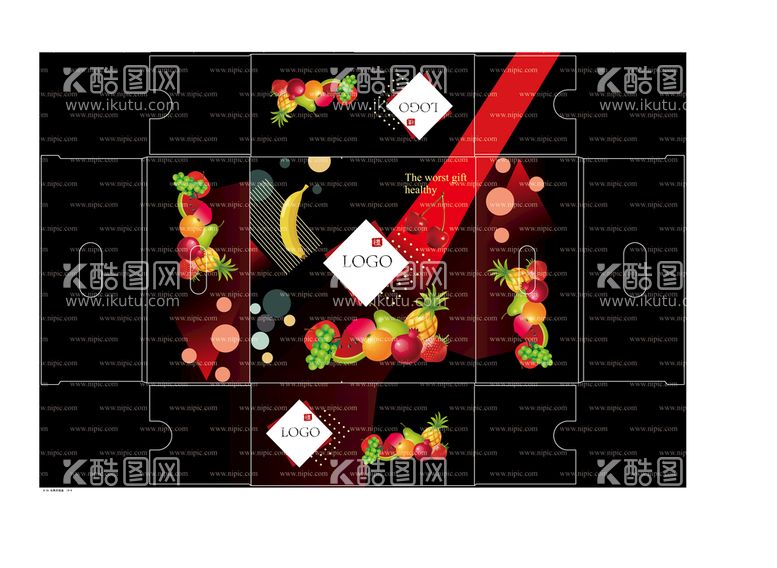 编号：06234809210811544872【酷图网】源文件下载-创意水果礼盒 展开图 平面图