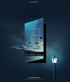 现实的蓝色手绘创意星空图案天空