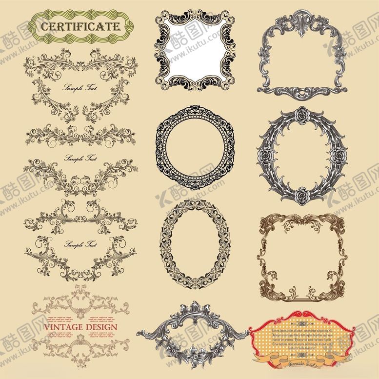 编号：97216904091606047511【酷图网】源文件下载-复古装饰边框图案集合