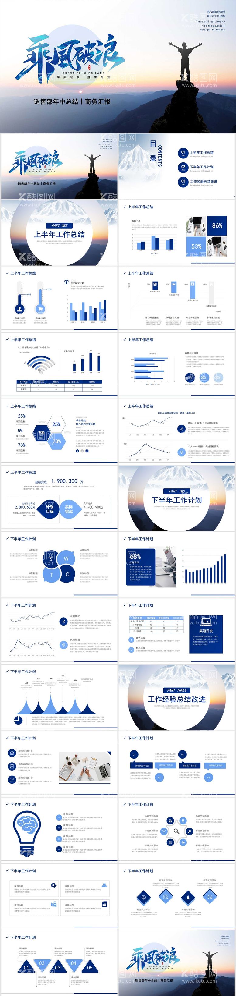 编号：27015411160841404349【酷图网】源文件下载-销售部年中工作总结汇报PPT