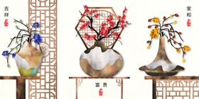 花瓶花卉三联画