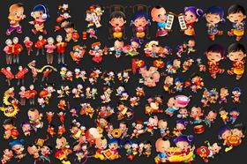 海量卡通角色手绘新年小孩大集合