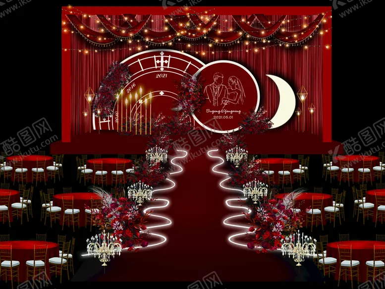 编号：09125709222325209016【酷图网】源文件下载-红黑金色婚礼