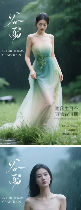 医美早谷雨节气海报