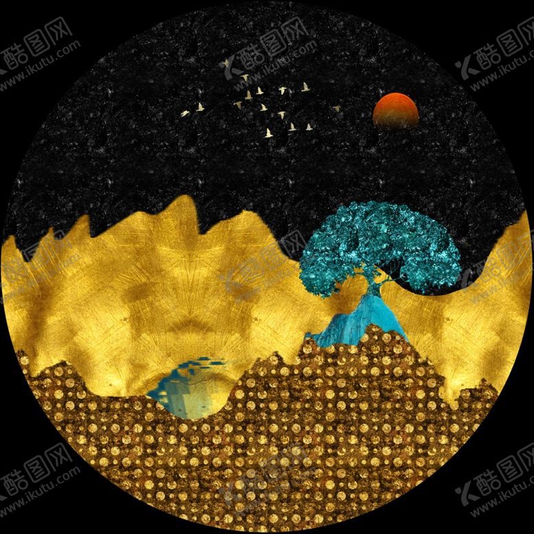 编号：58666010240112111041【酷图网】源文件下载-金箔山水装饰画