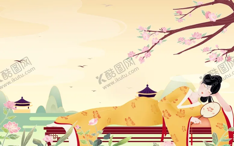 编号：46219406160423112702【酷图网】源文件下载-人物女性国风古风插画背景素材