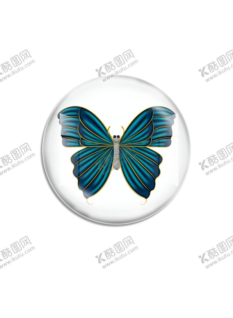 编号：03846709210834303427【酷图网】源文件下载-PS免抠图素材蓝色蝴蝶水晶圆球