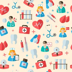 医疗元素卡通图案集合
