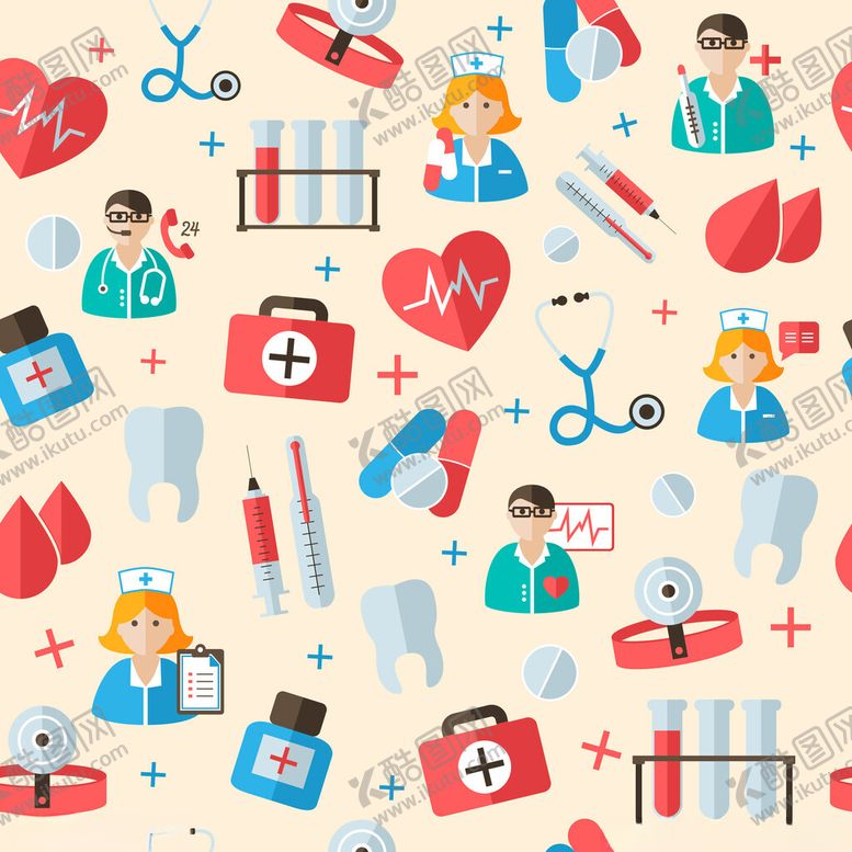 编号：76377404131711596173【酷图网】源文件下载-医疗元素卡通图案集合
