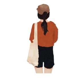 水彩手绘女孩