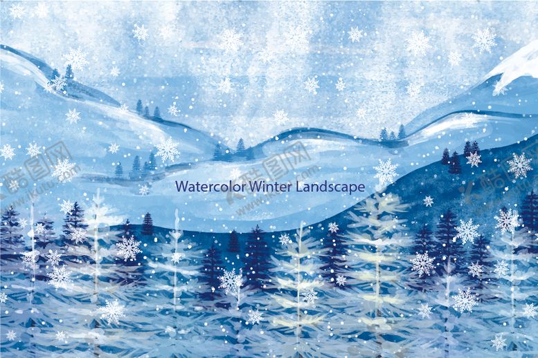 编号：46302509281516588066【酷图网】源文件下载-冬季雪景插画图案