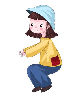 坐着的卡通手绘女孩