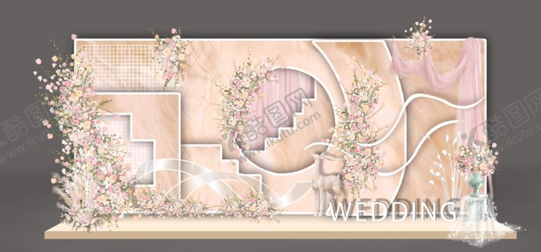 编号：42569809271358224628【酷图网】源文件下载-香槟金粉色新人迎宾区主题婚礼
