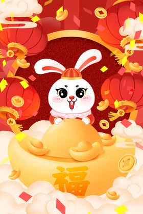 兔年春节贺卡2023背景布置