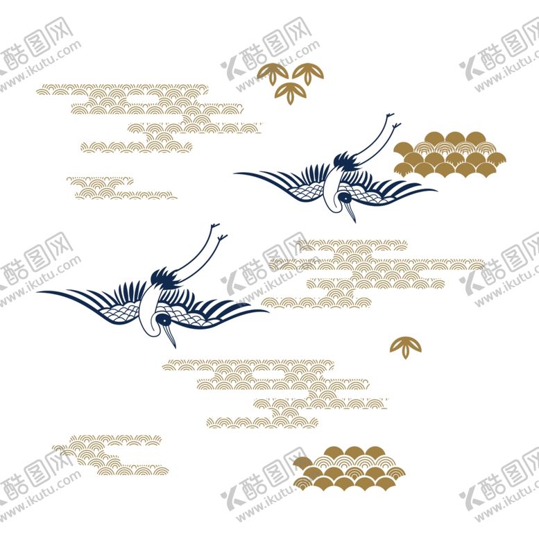 编号：46196701130440147822【酷图网】源文件下载-仙鹤 祥云