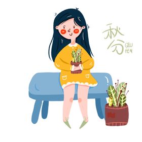 女孩小盆栽