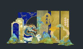 日式传统屏风武士绘