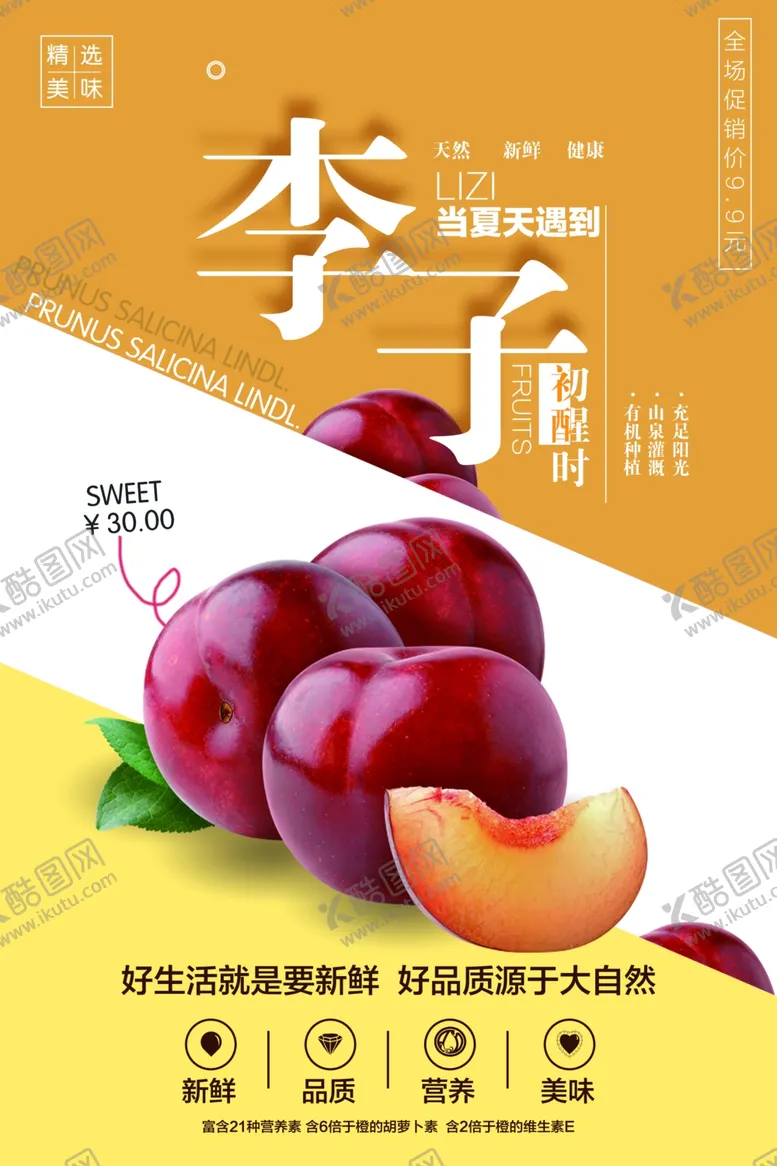 编号：67167407012200405285【酷图网】源文件下载-创意小清新风格李子水果户外海报
