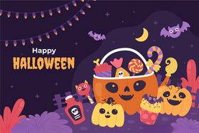 欢乐万圣节糖果与装饰