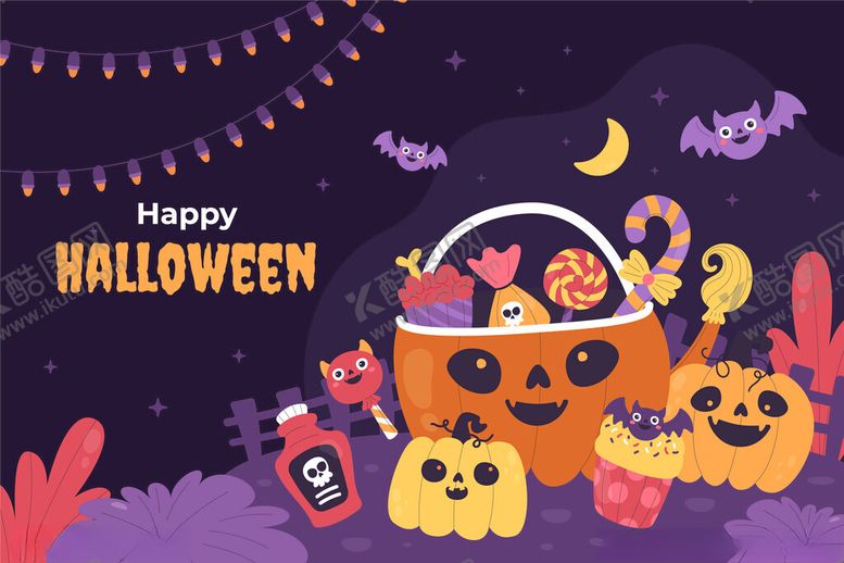 编号：77023811181957533430【酷图网】源文件下载-欢乐万圣节糖果与装饰