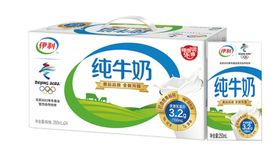 伊利纯奶产品箱体和单瓶