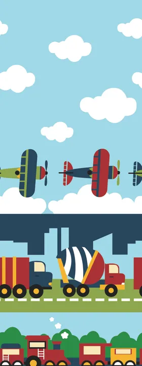 卡通车蓝天白云