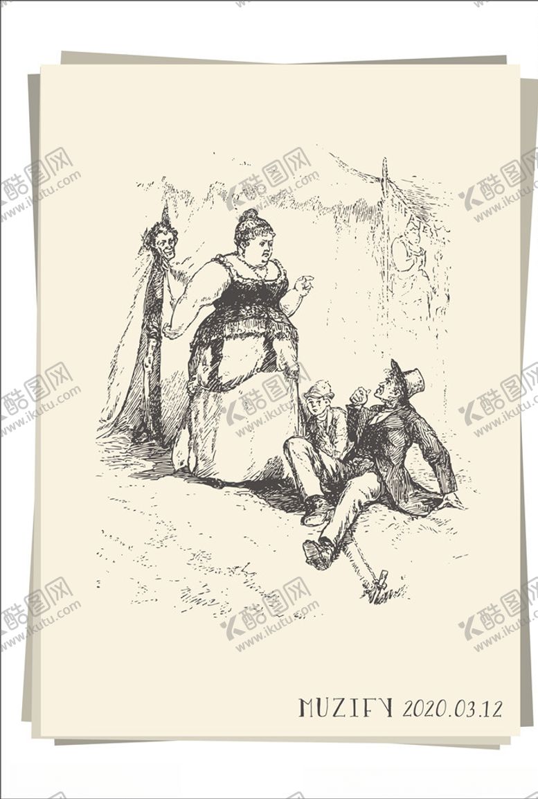 编号：97522909280531004468【酷图网】源文件下载-欧式复古人物像胖女士