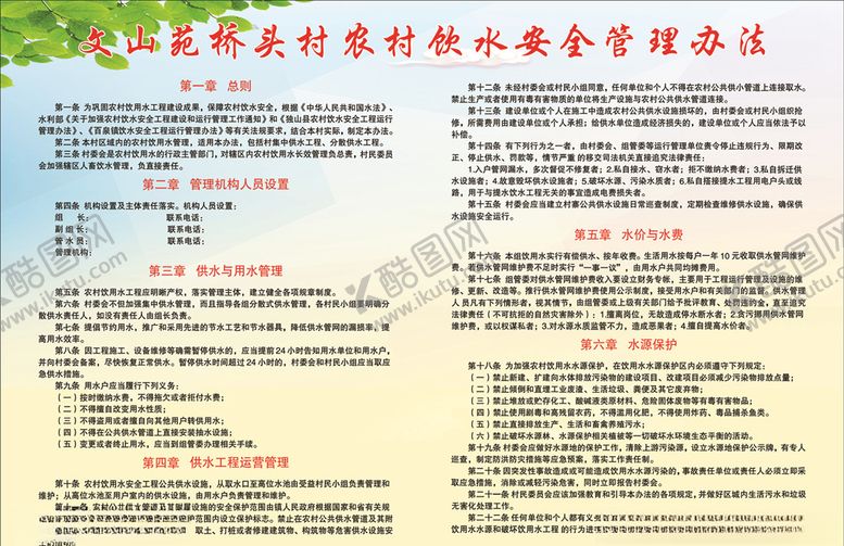 编号：57455907040142189589【酷图网】源文件下载-农村饮水制度牌