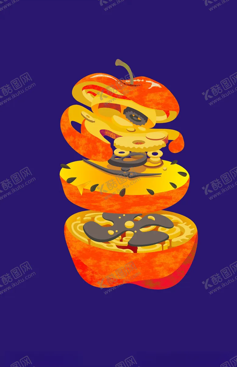 编号：28054309230639204443【酷图网】源文件下载-苹果创意插画