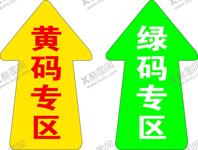 黄绿码专用通道地贴箭头指引标识医院指示