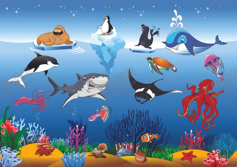 编号：66507509260222296331【酷图网】源文件下载-海底乐园生物水底乐园水草