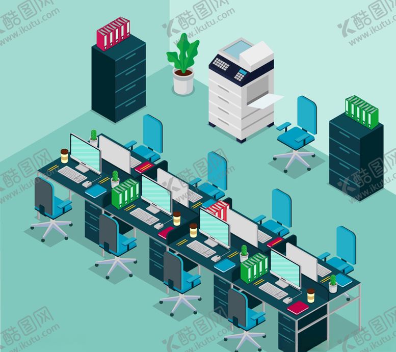 编号：22798609231119454441【酷图网】源文件下载-立体商务办公室设计矢量素材
