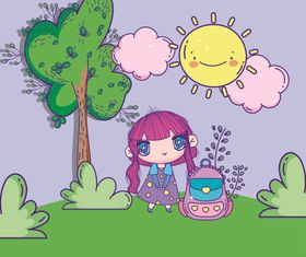 卡通手绘女孩