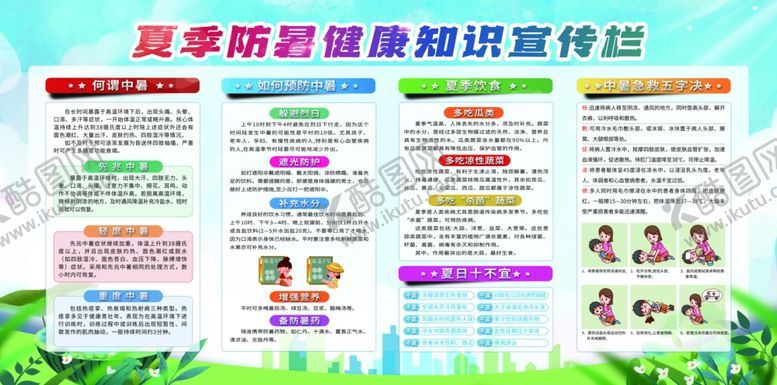 编号：77306007121447344843【酷图网】源文件下载-夏季预防中暑展板