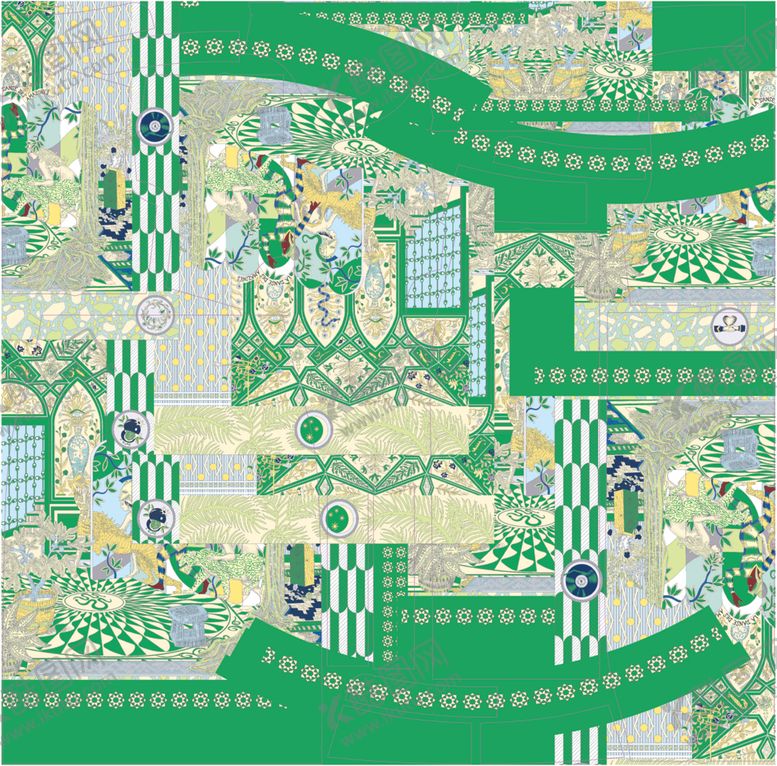 编号：43012309250451132959【酷图网】源文件下载-绿色花卉图案服装纸样设计